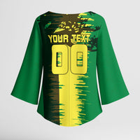 Personalized Senegal Football Lion Kimono Sleeve Blouse Fierce Roaring Lion Soccer Art With Senegal Flag