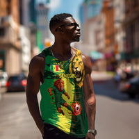 Personalized Senegal Football Lion Men Tank Top Fierce Roaring Lion Soccer Art With Senegal Flag