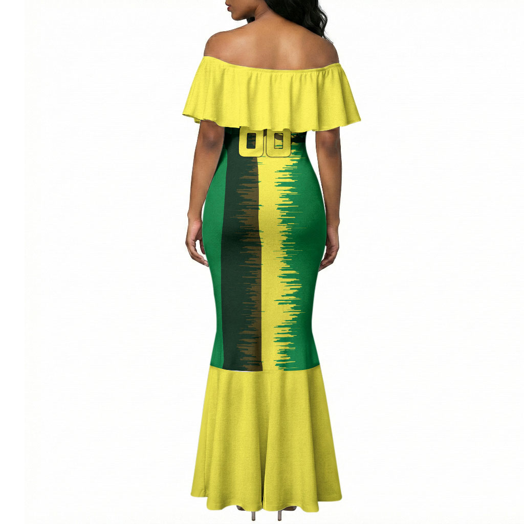 Personalized Senegal Football Lion Mermaid Dress Fierce Roaring Lion Soccer Art With Senegal Flag