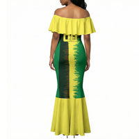 Personalized Senegal Football Lion Mermaid Dress Fierce Roaring Lion Soccer Art With Senegal Flag