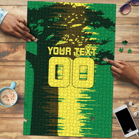 Personalized Senegal Football Lion Puzzle Fierce Roaring Lion Soccer Art With Senegal Flag