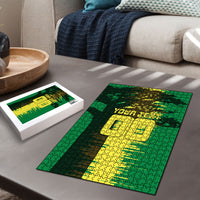 Personalized Senegal Football Lion Puzzle Fierce Roaring Lion Soccer Art With Senegal Flag