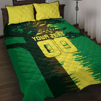 Personalized Senegal Football Lion Quilt Bed Set Fierce Roaring Lion Soccer Art With Senegal Flag
