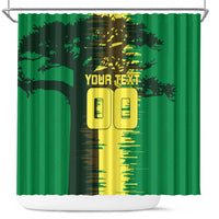 Personalized Senegal Football Lion Shower Curtain Fierce Roaring Lion Soccer Art With Senegal Flag