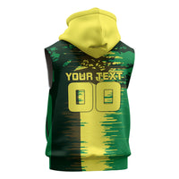 Personalized Senegal Football Lion Sleeveless Hoodie Fierce Roaring Lion Soccer Art With Senegal Flag