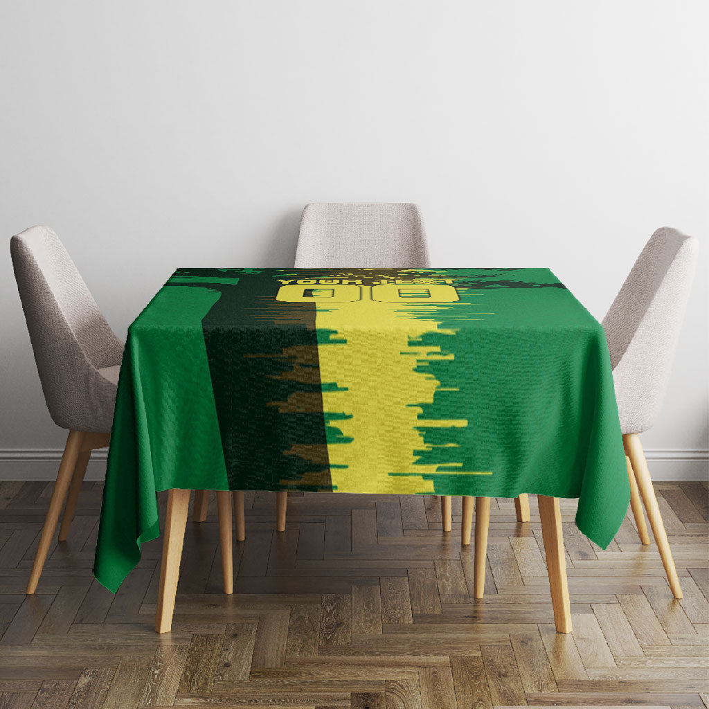 Personalized Senegal Football Lion Tablecloth Fierce Roaring Lion Soccer Art With Senegal Flag
