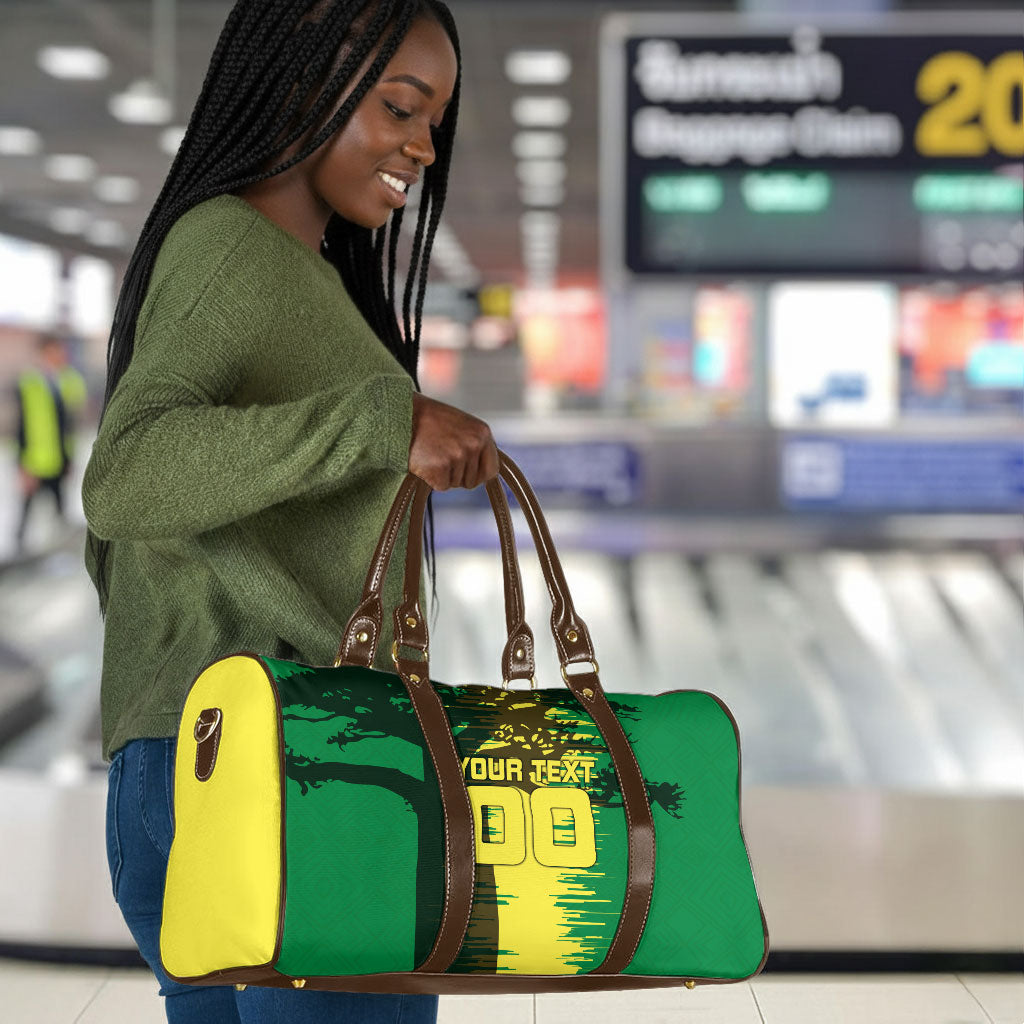 Personalized Senegal Football Lion Travel Bag Fierce Roaring Lion Soccer Art With Senegal Flag