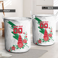 Personalized Iraq Football Laundry Basket Hawk Mascot Soccer - Samarra Tower And Red Roses