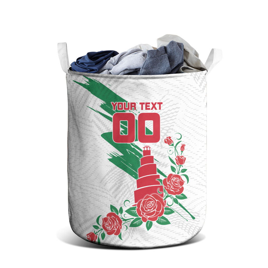 Personalized Iraq Football Laundry Basket Hawk Mascot Soccer - Samarra Tower And Red Roses