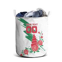 Personalized Iraq Football Laundry Basket Hawk Mascot Soccer - Samarra Tower And Red Roses