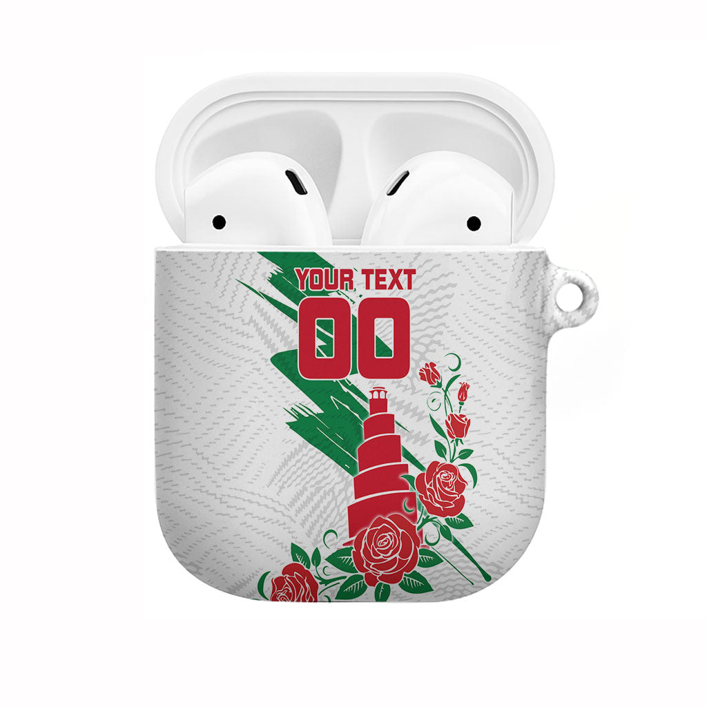 Personalized Iraq Football AirPods Case Hawk Mascot Soccer - Samarra Tower And Red Roses