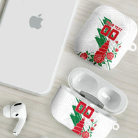 Personalized Iraq Football AirPods Case Hawk Mascot Soccer - Samarra Tower And Red Roses