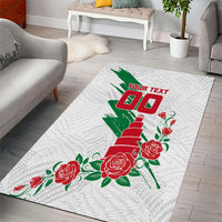 Personalized Iraq Football Area Rug Hawk Mascot Soccer - Samarra Tower And Red Roses
