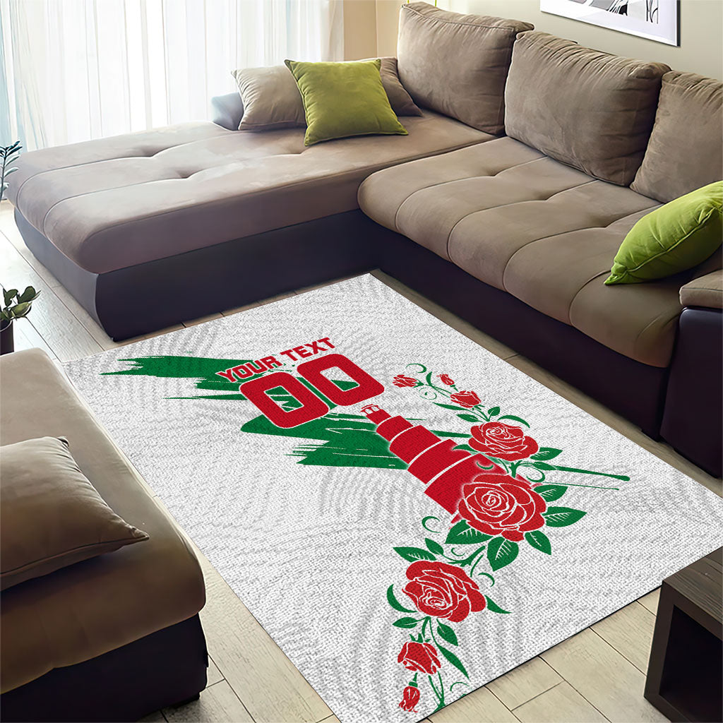 Personalized Iraq Football Area Rug Hawk Mascot Soccer - Samarra Tower And Red Roses