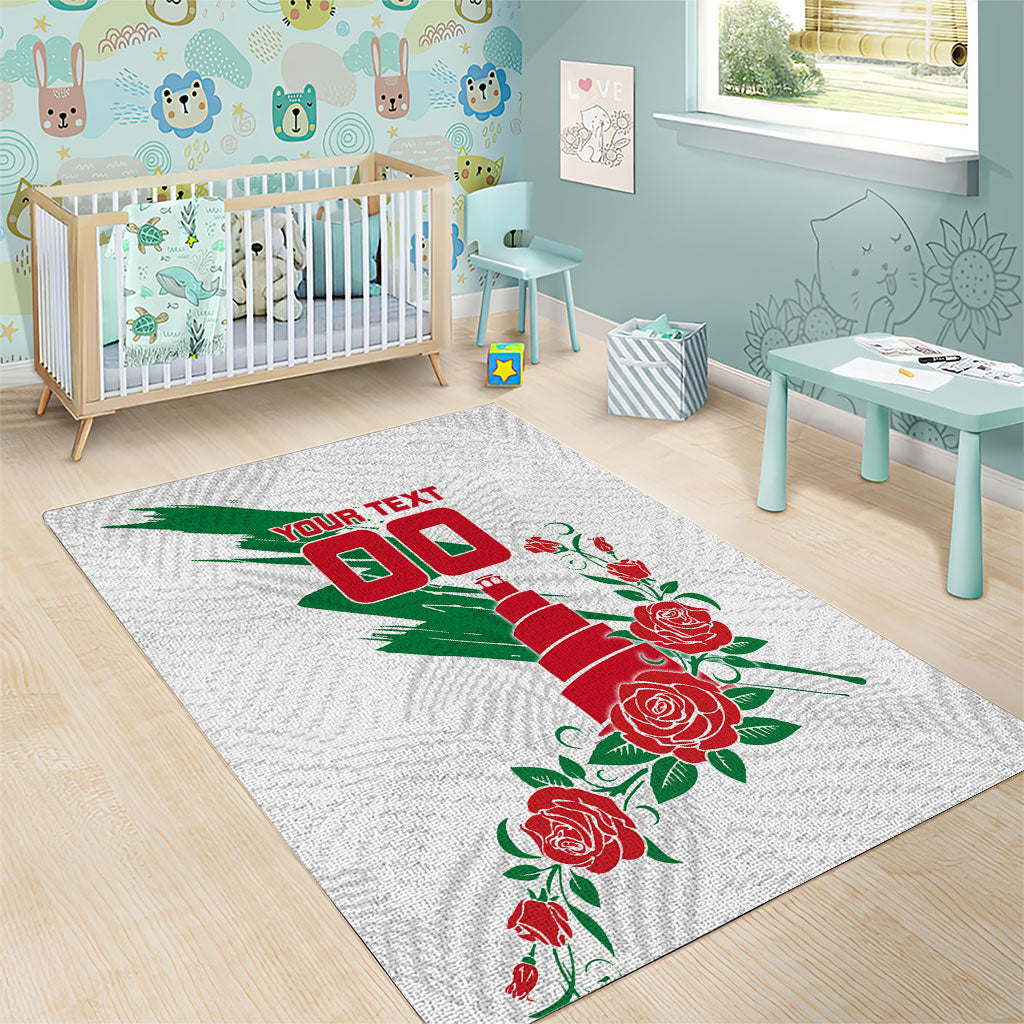 Personalized Iraq Football Area Rug Hawk Mascot Soccer - Samarra Tower And Red Roses
