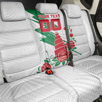 Personalized Iraq Football Back Car Seat Cover Hawk Mascot Soccer - Samarra Tower And Red Roses
