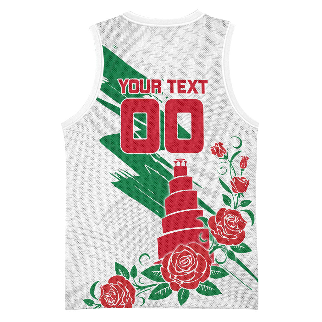 Personalized Iraq Football Basketball Jersey Hawk Mascot Soccer - Samarra Tower And Red Roses