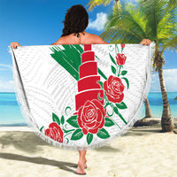 Personalized Iraq Football Beach Blanket Hawk Mascot Soccer - Samarra Tower And Red Roses