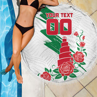 Personalized Iraq Football Beach Blanket Hawk Mascot Soccer - Samarra Tower And Red Roses