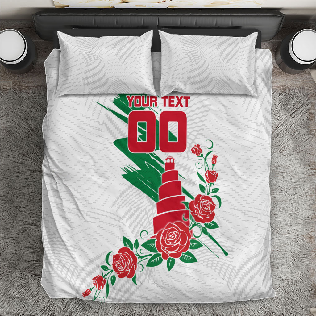 Personalized Iraq Football Bedding Set Hawk Mascot Soccer - Samarra Tower And Red Roses