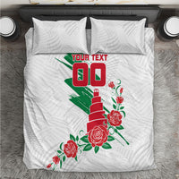 Personalized Iraq Football Bedding Set Hawk Mascot Soccer - Samarra Tower And Red Roses