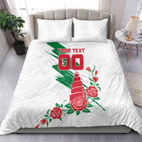 Personalized Iraq Football Bedding Set Hawk Mascot Soccer - Samarra Tower And Red Roses