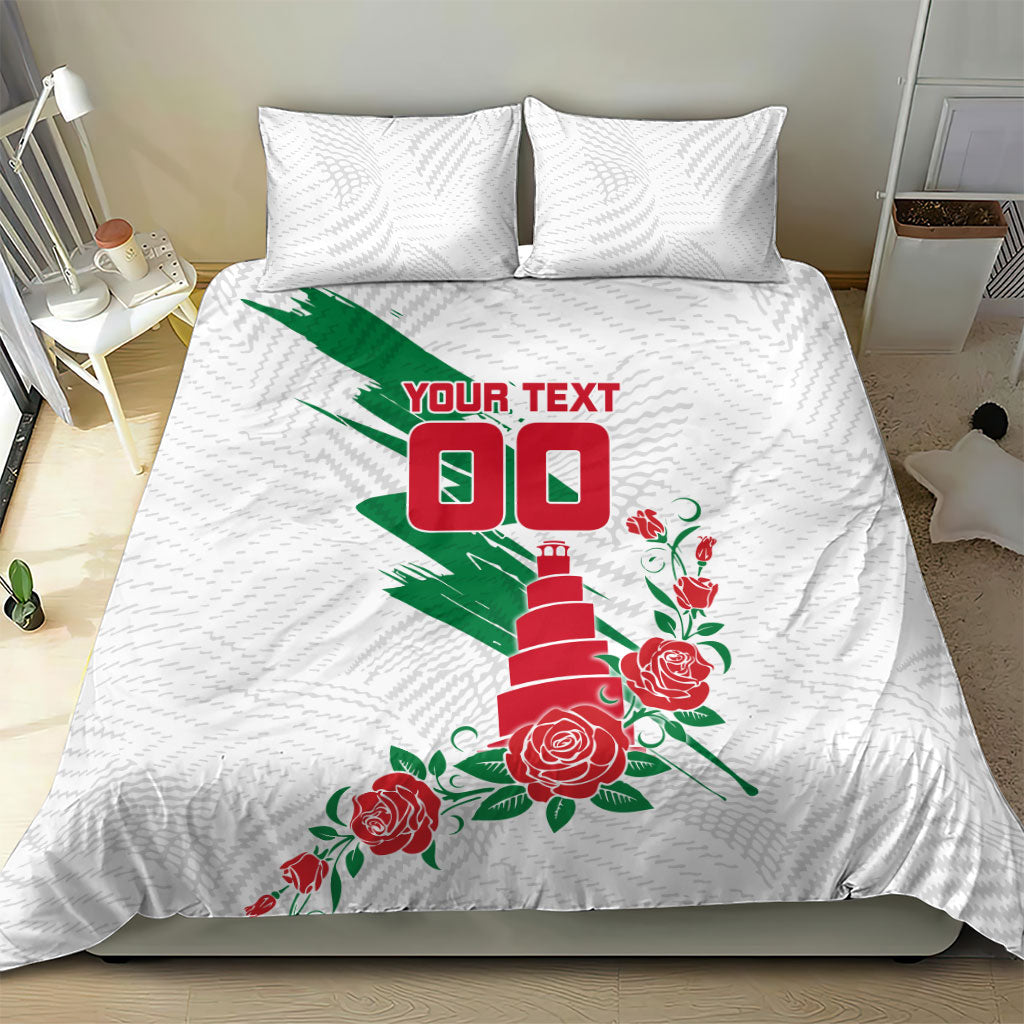 Personalized Iraq Football Bedding Set Hawk Mascot Soccer - Samarra Tower And Red Roses