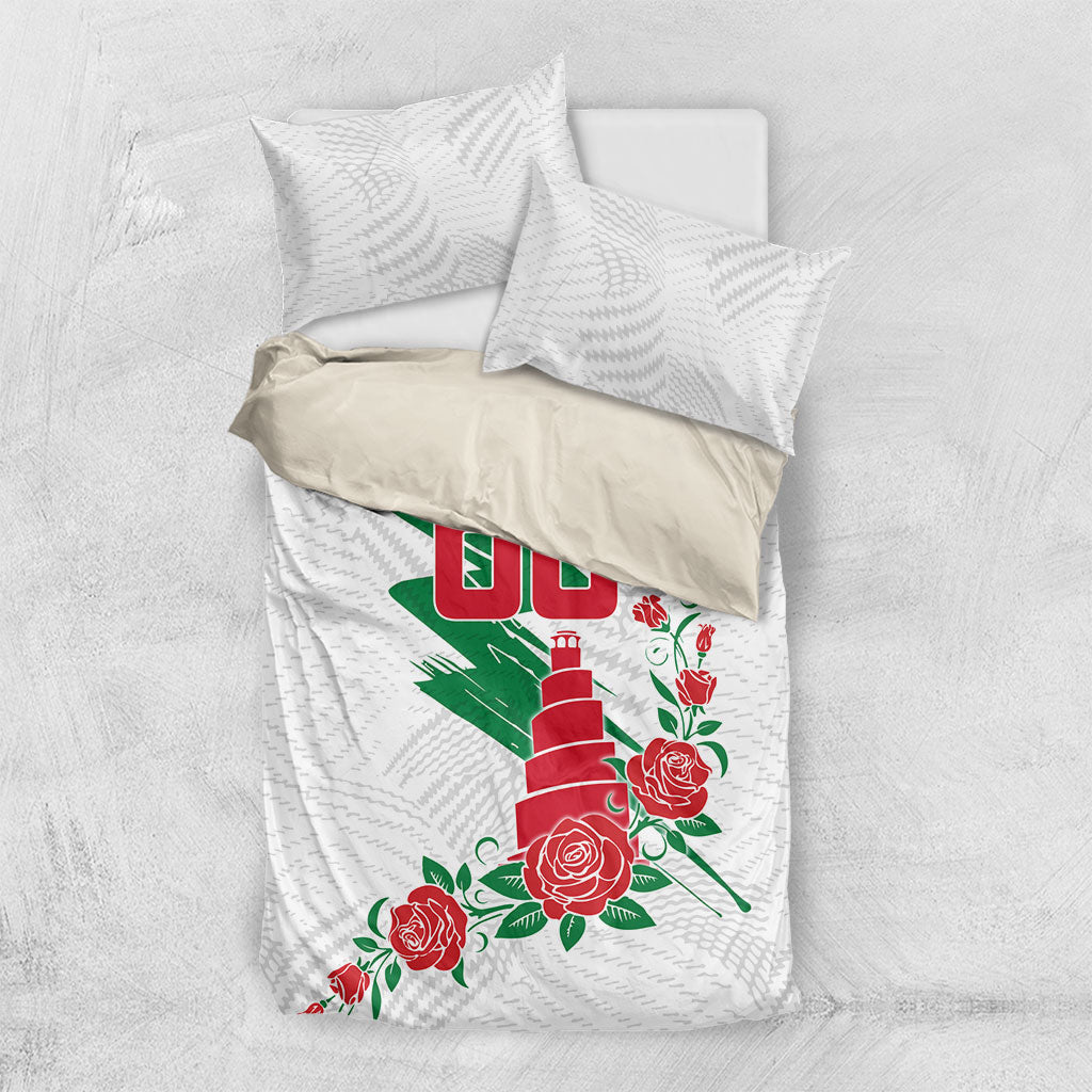 Personalized Iraq Football Bedding Set Hawk Mascot Soccer - Samarra Tower And Red Roses