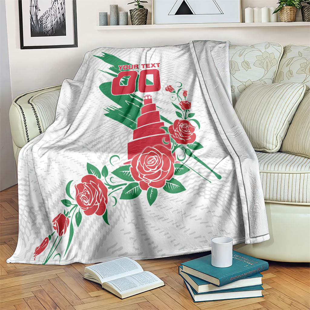 Personalized Iraq Football Blanket Hawk Mascot Soccer - Samarra Tower And Red Roses