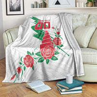 Personalized Iraq Football Blanket Hawk Mascot Soccer - Samarra Tower And Red Roses
