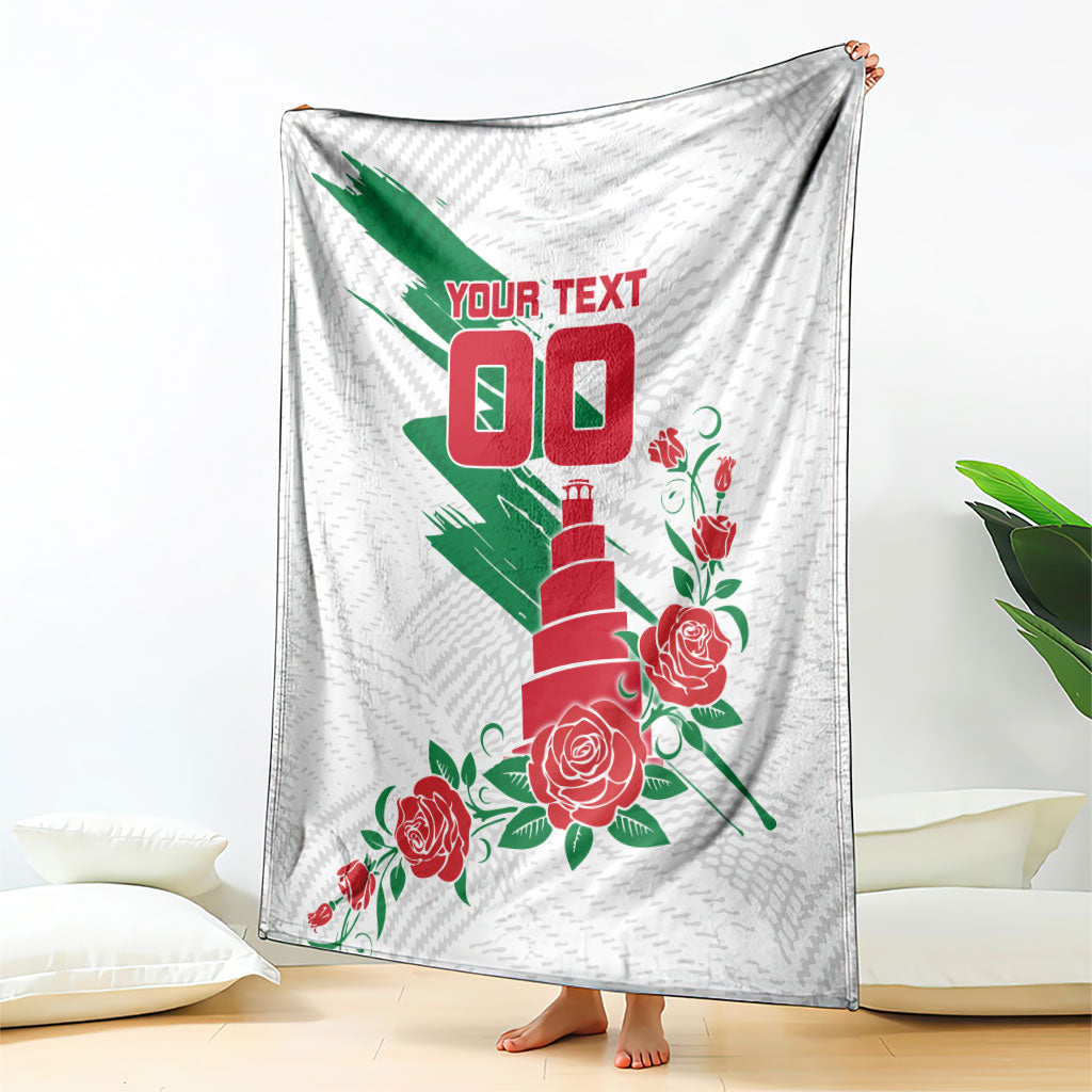 Personalized Iraq Football Blanket Hawk Mascot Soccer - Samarra Tower And Red Roses