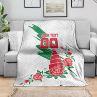 Personalized Iraq Football Blanket Hawk Mascot Soccer - Samarra Tower And Red Roses