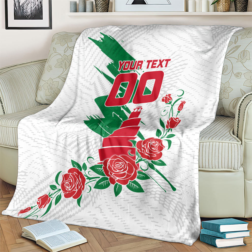 Personalized Iraq Football Blanket Hawk Mascot Soccer - Samarra Tower And Red Roses