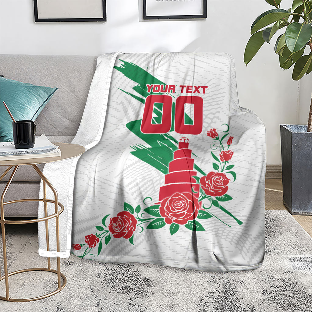 Personalized Iraq Football Blanket Hawk Mascot Soccer - Samarra Tower And Red Roses