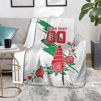 Personalized Iraq Football Blanket Hawk Mascot Soccer - Samarra Tower And Red Roses
