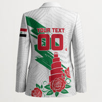 Personalized Iraq Football Blazer Hawk Mascot Soccer - Samarra Tower And Red Roses