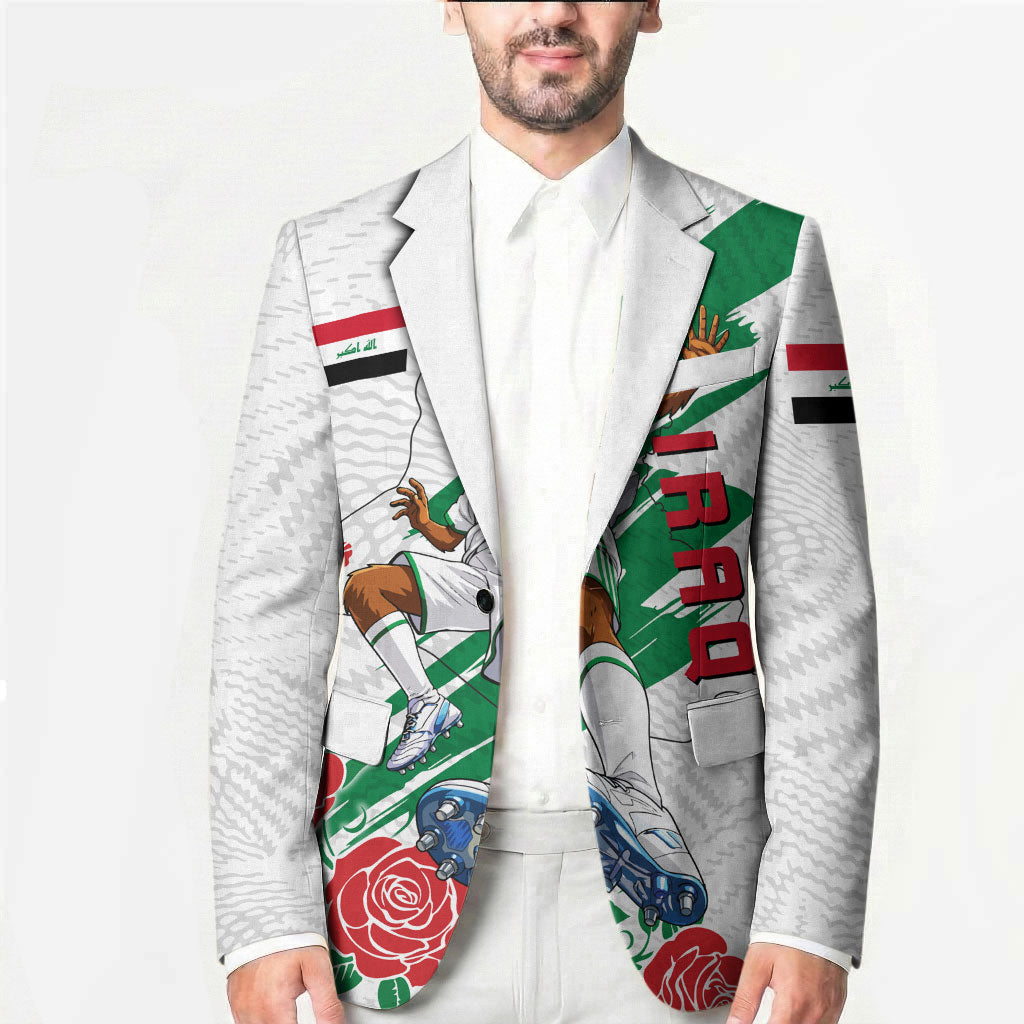 Personalized Iraq Football Blazer Hawk Mascot Soccer - Samarra Tower And Red Roses