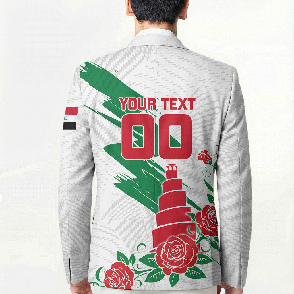 Personalized Iraq Football Blazer Hawk Mascot Soccer - Samarra Tower And Red Roses