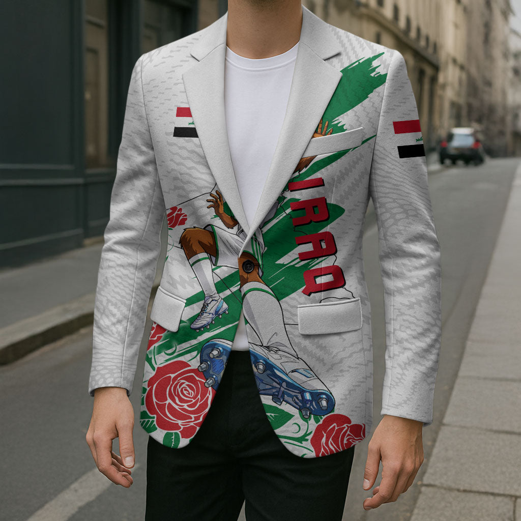 Personalized Iraq Football Blazer Hawk Mascot Soccer - Samarra Tower And Red Roses