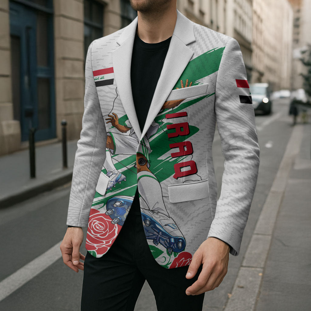 Personalized Iraq Football Blazer Hawk Mascot Soccer - Samarra Tower And Red Roses