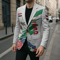 Personalized Iraq Football Blazer Hawk Mascot Soccer - Samarra Tower And Red Roses