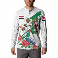 Personalized Iraq Football Button Sweatshirt Hawk Mascot Soccer - Samarra Tower And Red Roses