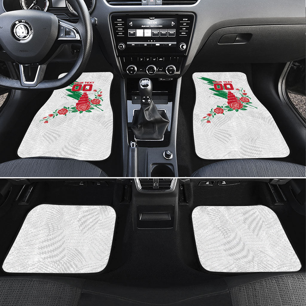 Personalized Iraq Football Car Mats Hawk Mascot Soccer - Samarra Tower And Red Roses