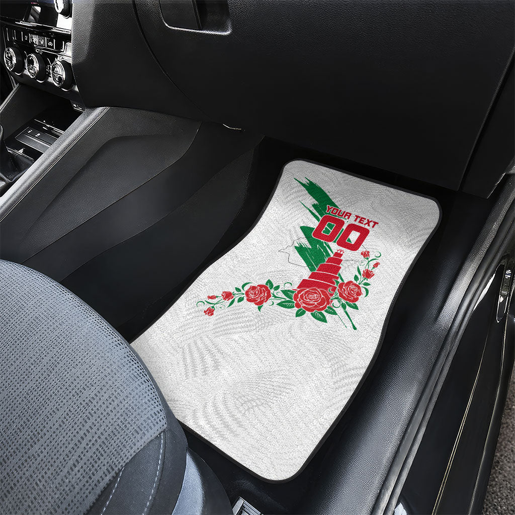 Personalized Iraq Football Car Mats Hawk Mascot Soccer - Samarra Tower And Red Roses
