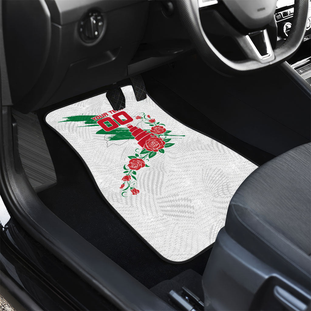 Personalized Iraq Football Car Mats Hawk Mascot Soccer - Samarra Tower And Red Roses