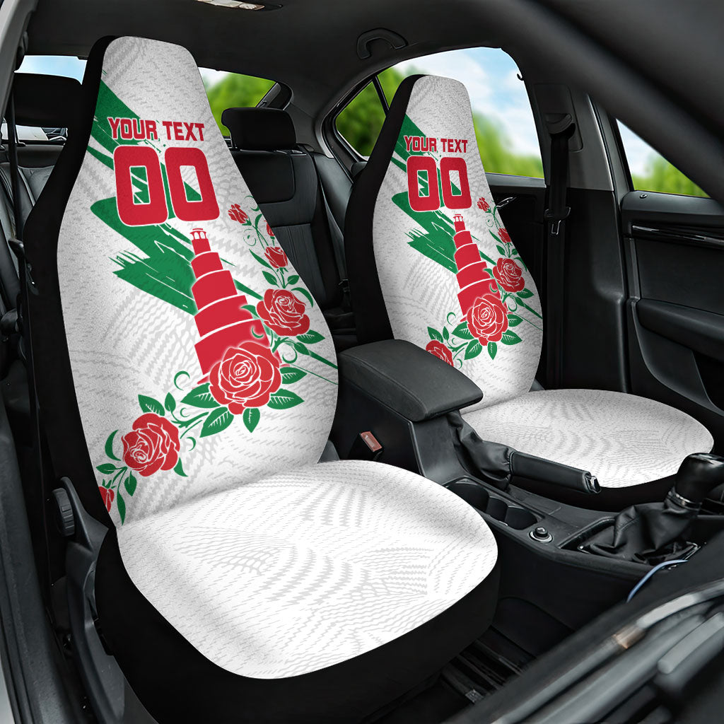 Personalized Iraq Football Car Seat Cover Hawk Mascot Soccer - Samarra Tower And Red Roses