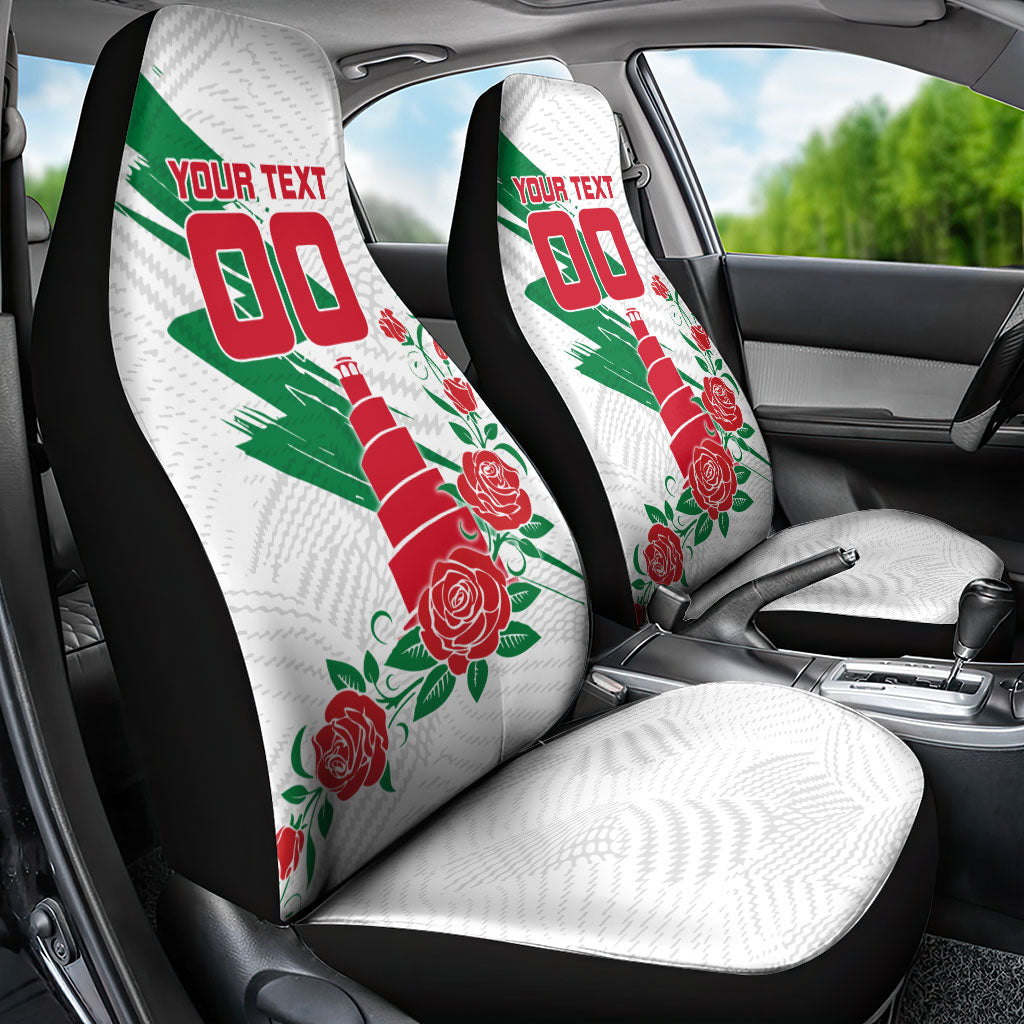 Personalized Iraq Football Car Seat Cover Hawk Mascot Soccer - Samarra Tower And Red Roses