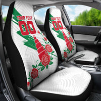 Personalized Iraq Football Car Seat Cover Hawk Mascot Soccer - Samarra Tower And Red Roses