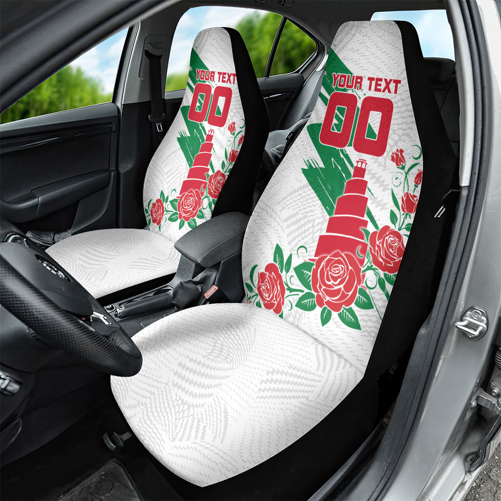 Personalized Iraq Football Car Seat Cover Hawk Mascot Soccer - Samarra Tower And Red Roses