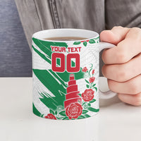 Personalized Iraq Football Ceramic Mug Hawk Mascot Soccer - Samarra Tower And Red Roses
